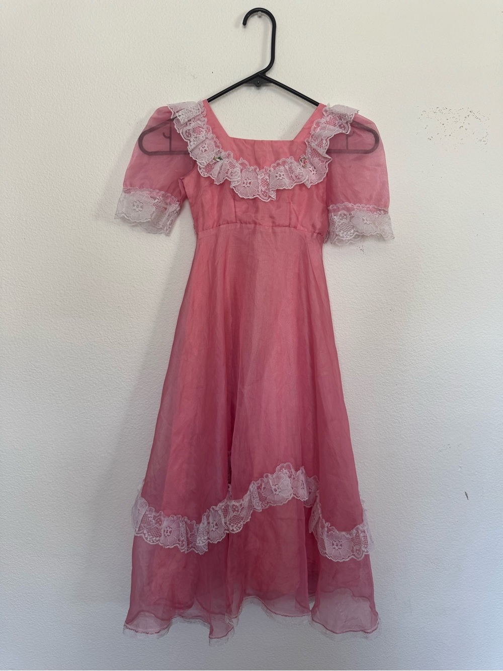 Girls Pink Lace Party Costume Dress
